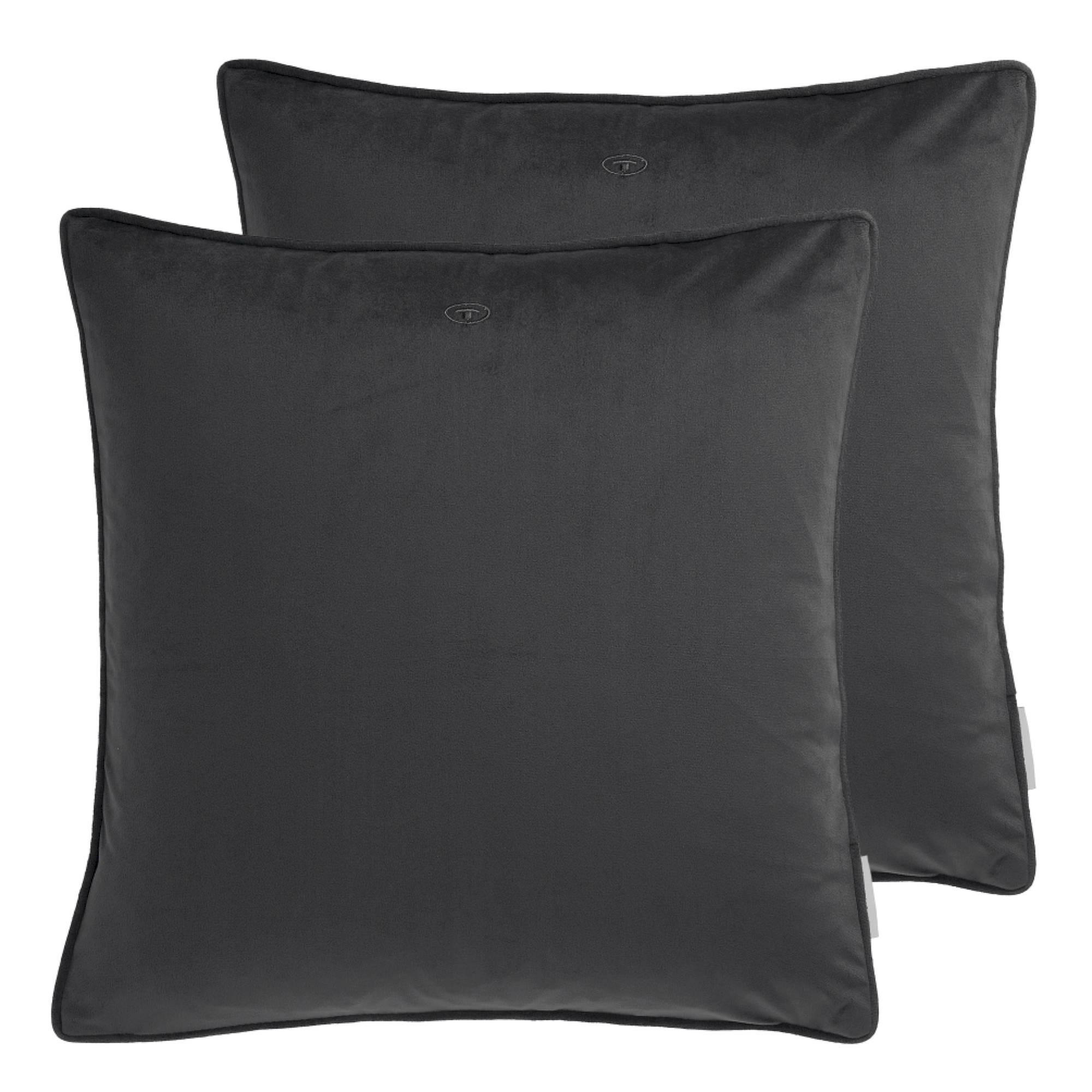 ZIERKISSENHÜLLE VELVET SIGNATURE - Anthrazit, Textil (45/45cm) - Tom Tailor