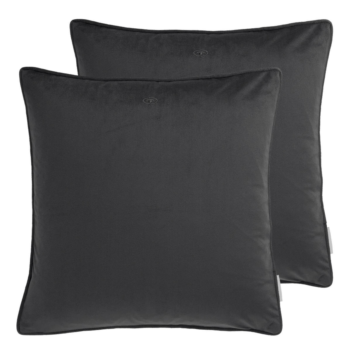 ZIERKISSENHÜLLE VELVET SIGNATURE - Anthrazit, Textil (45/45cm) - Tom Tailor