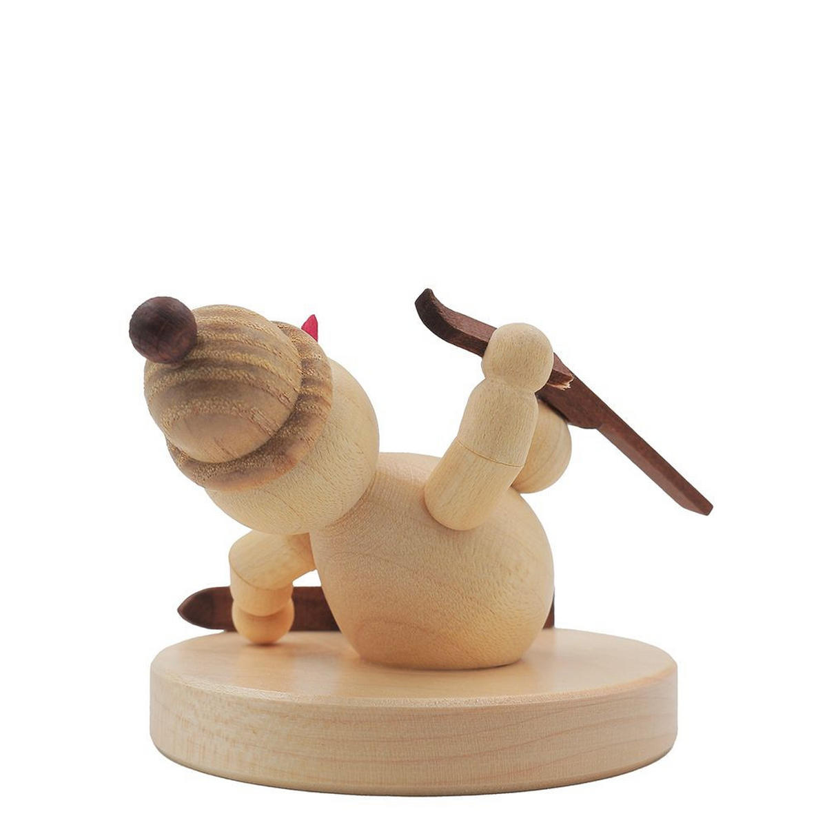 HOLZFIGUR Schneemann Junior Skiunfall auf Sockel 6 cm - Multicolor, Holz (8/1/0.1cm)