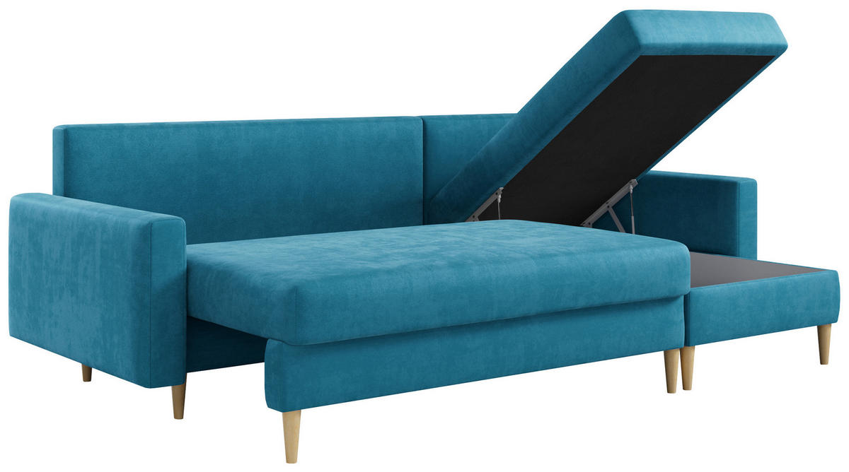 ROHOVÁ SEDAČKA LANG L - Hnědá Samet - barva buku/hnědá, dřevo/textil (220/140cm) - MKS