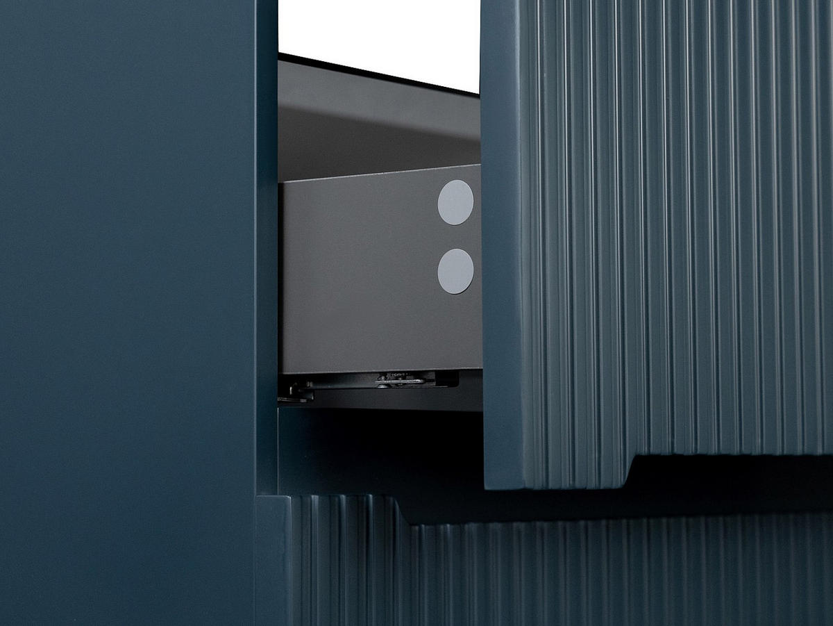 WASCHBECKENUNTERSCHRANK hängend - 80 cm - Blau gerippt - PAVANI - Blau, Holz (80/55/45.5cm) - Vente-Unique