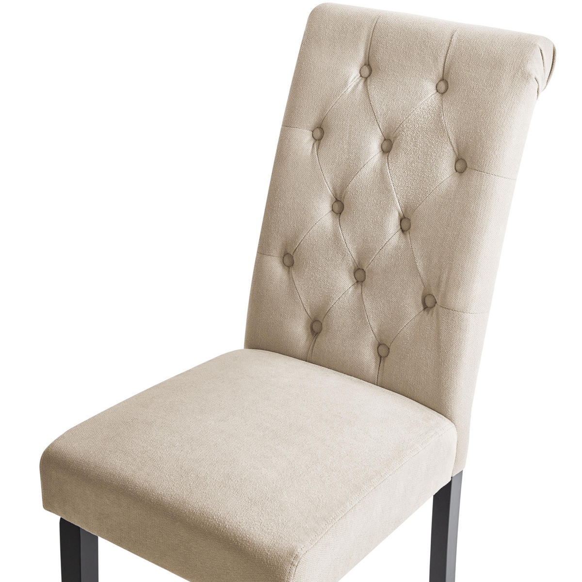 ESSZIMMERSTUHL 2er-Set Polsterbezug Beige Velva - Sandfarben, Holz/Textil (46/98/48cm) - Beliani
