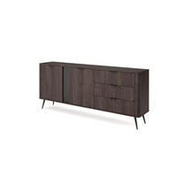 SIDEBOARD Terzo 2D 3S Eiche Dunin mit Rillendekor - Schwarz Metallfüße - Eichefarben/Schwarz, Holz/Holzwerkstoff (195/81/38cm) - Ravio