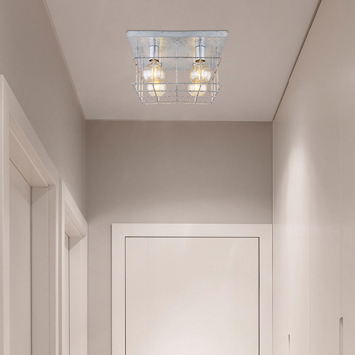 DECKENLEUCHTE Metall Silber Gitteroptik - Silberfarben, Metall (40/40/20cm) - Globo Lighting