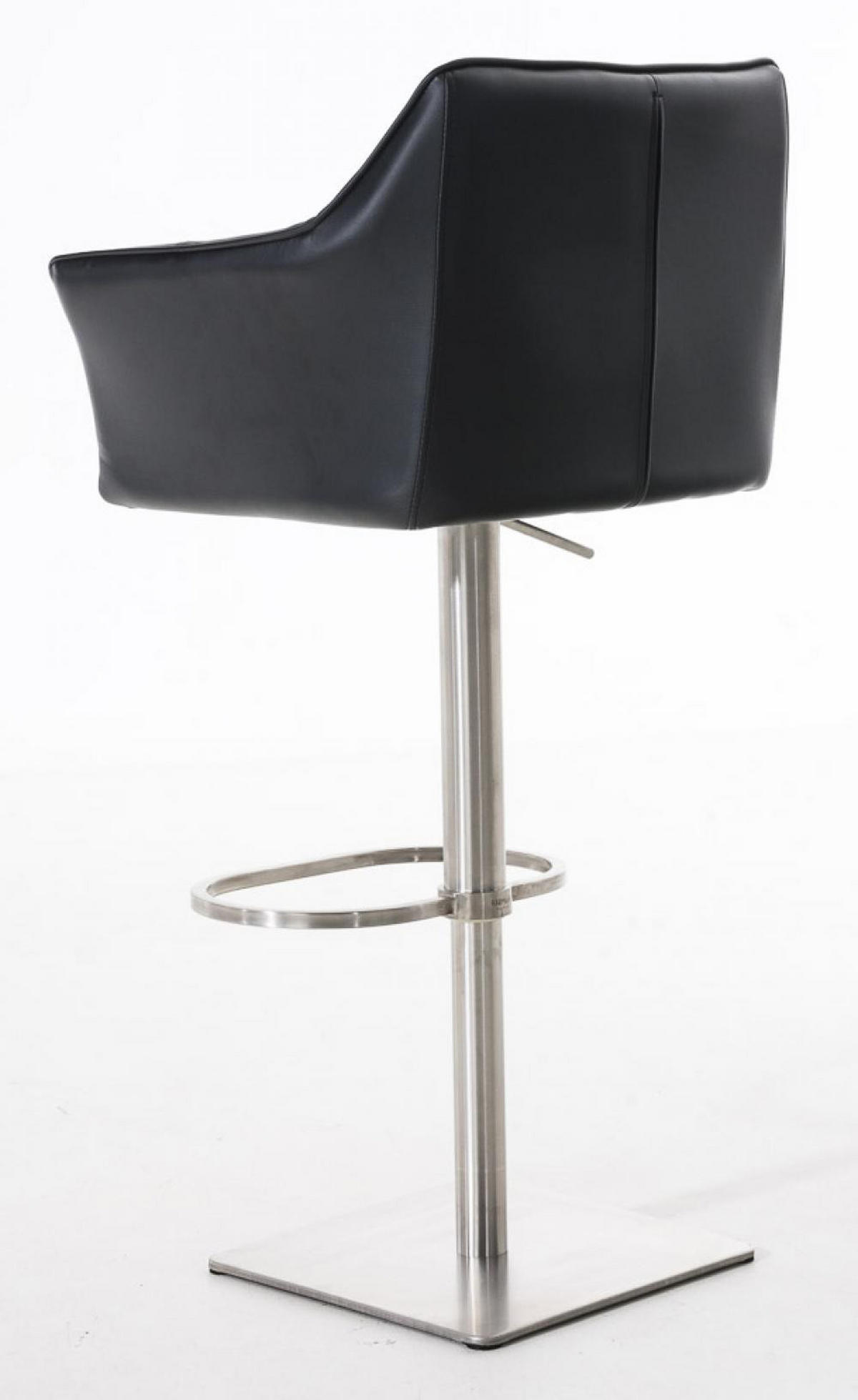 BARHOCKER 2er Set Lederlook Schwarz - Edelstahlfarben/Schwarz, Textil/Metall (64/88/45cm) - CLP