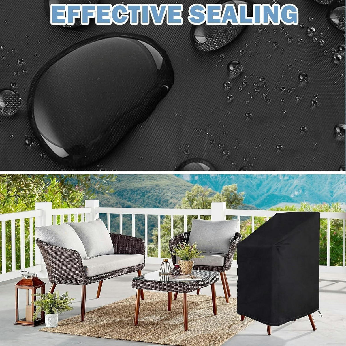 GARTENSTUHL Abdeckung 2-teiliges Set 75 x 75 x 120 cm Wasserdicht - Schwarz, Textil (75/75/80cm)