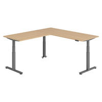 ECKSCHREIBTISCH elektrisch höhenverstellbar L-Form 220/200/74 cm in Eichefarben/Graphitfarben - Eichefarben/Graphitfarben, Holzwerkstoff (220/200/74cm) - bümö