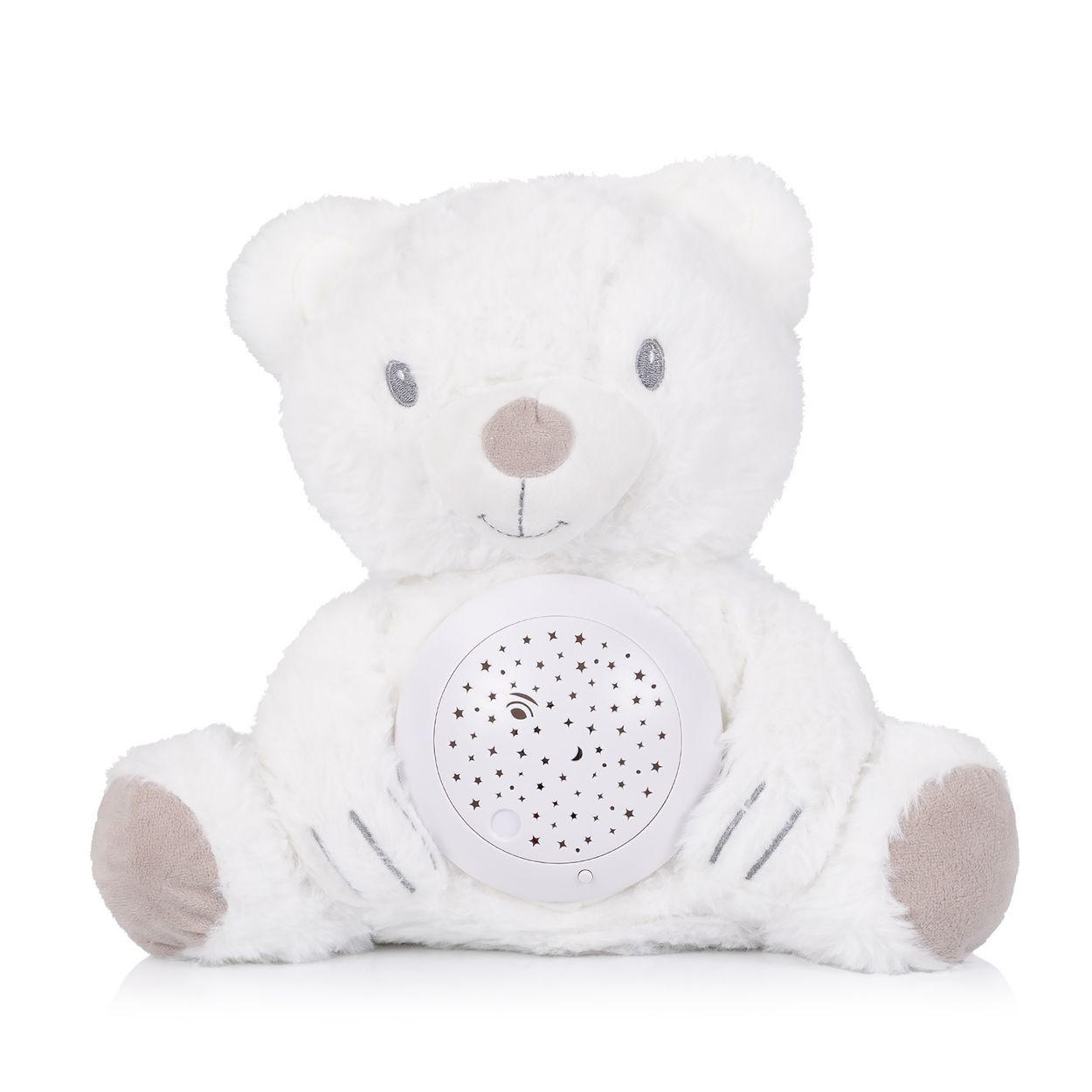 MUSIKSPIELZEUG Spieluhr-Plüschtier PIL0250 weiß 100% Polyester, Melodien, Projektor, Lichter, waschbar, Lernspielzeug - Weiß, Textil (26/28/15cm) - Chipolino