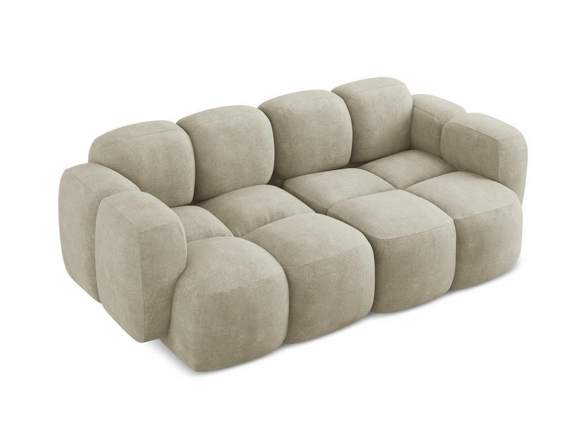 2-SITZER SOFA Chenille Stoff Beige - Beige/Schwarz, Holzwerkstoff/Kunststoff (210/72/115cm) - Makamii