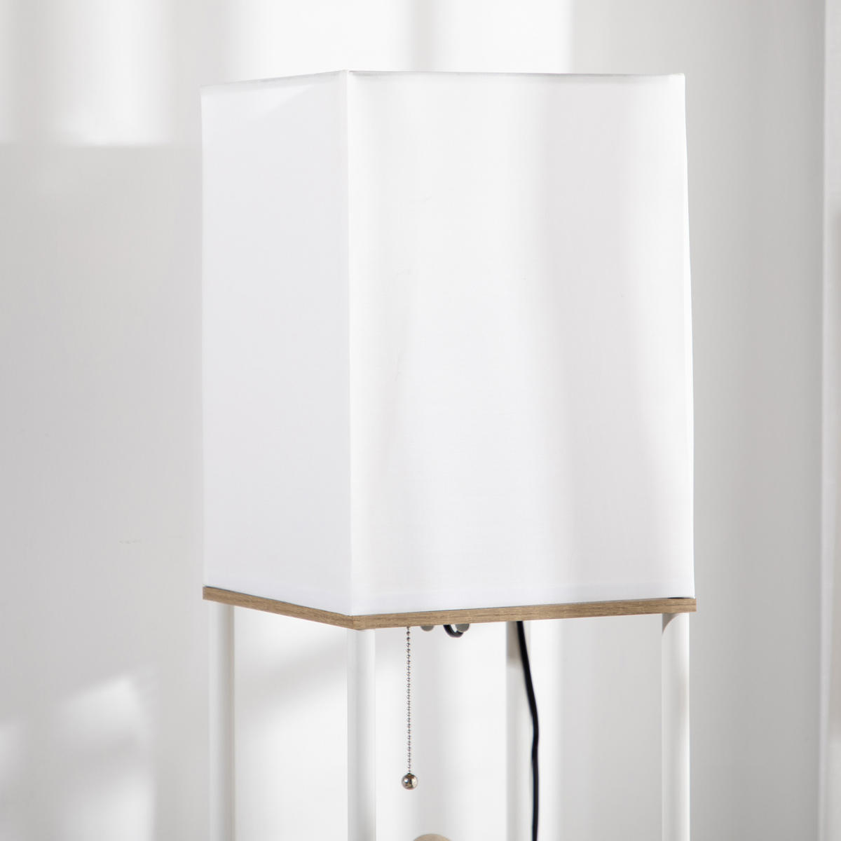 STEHLAMPE, Stehleuchte mit 3 Fächern, E27 Sockel, Weiß, exkl. Glühbirne - Weiß, Holzwerkstoff (26/26/159cm) - HOMCOM