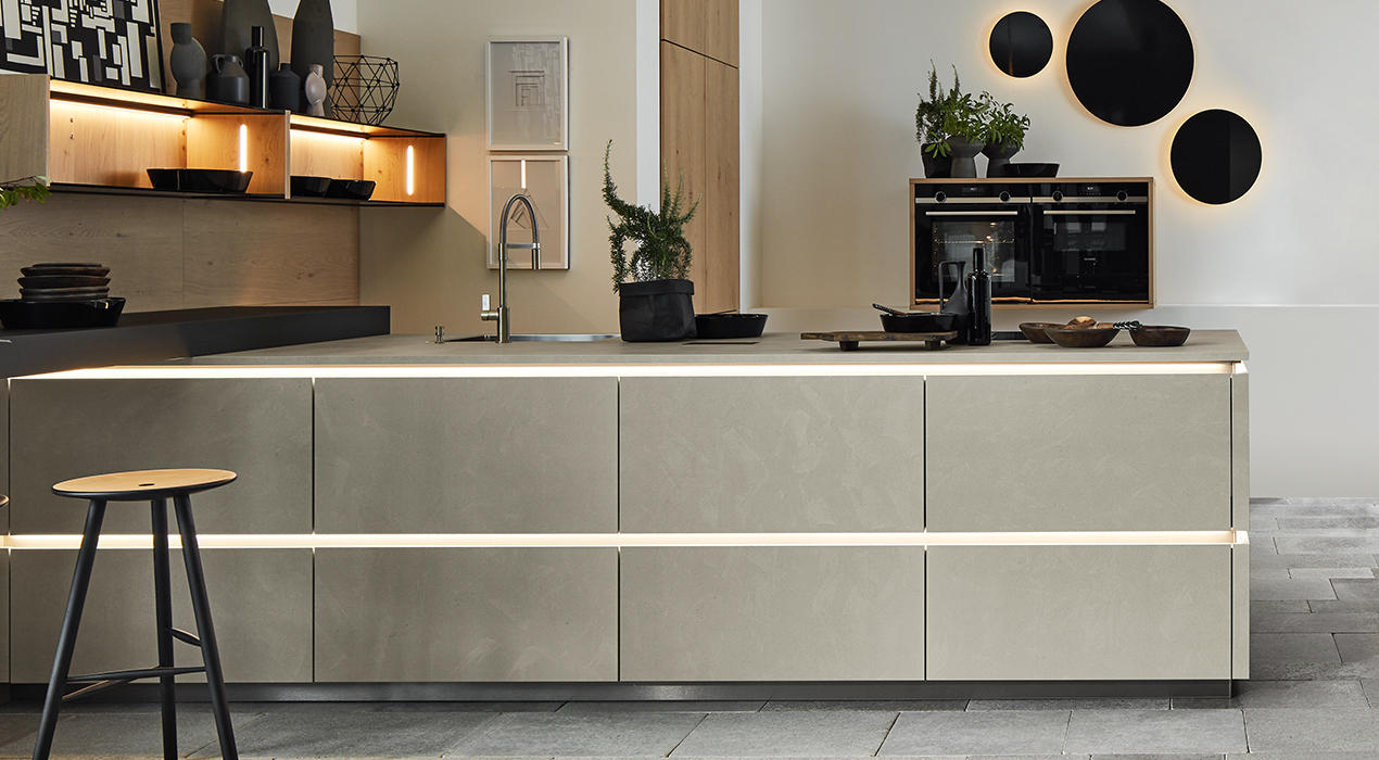 Nolte Küche Beton Kochinsel Front
