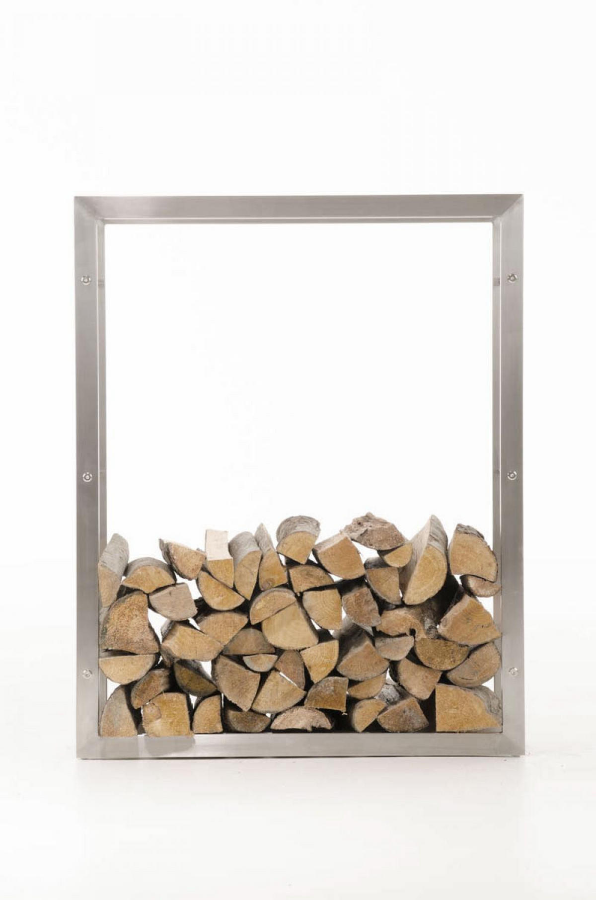 KAMINHOLZREGAL 80/25/100 cm Metall edelstahl - Edelstahlfarben, Metall (80/100/25cm) - CLP