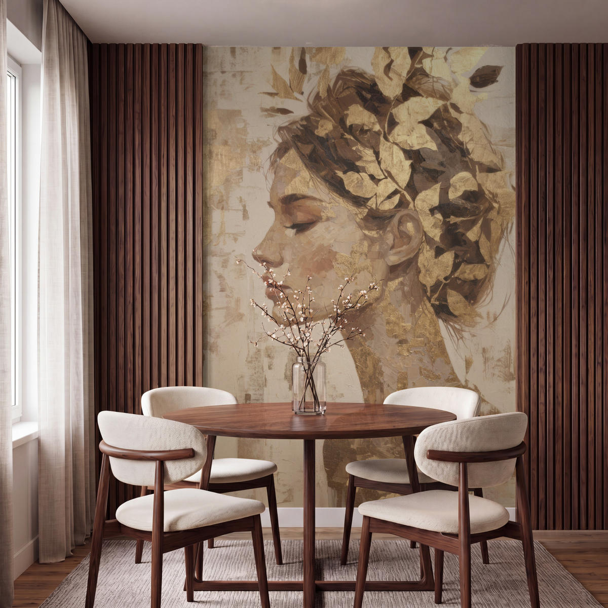 TAPETE - Frau - Gold - Abstrakt - Textur - 160x240 cm - Goldfarben, Papier (160/240cm) - OnlyWow