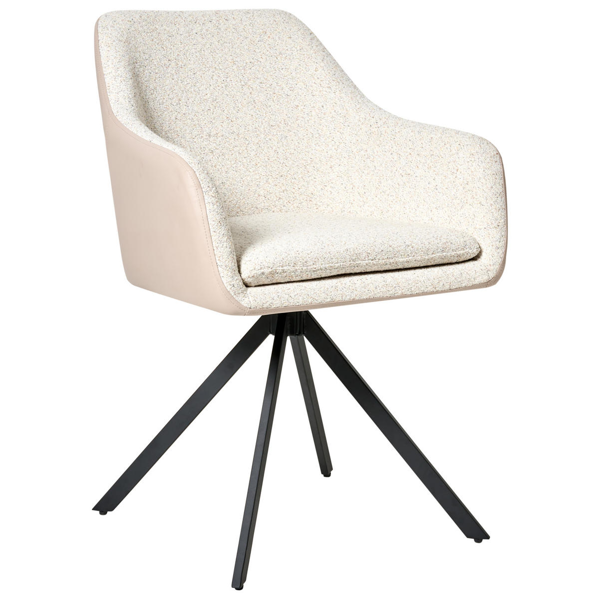 ESSZIMMERSTUHL 2er-Set Hellbeige Lithia - Beige/Schwarz, Textil (58/86/63cm) - Beliani