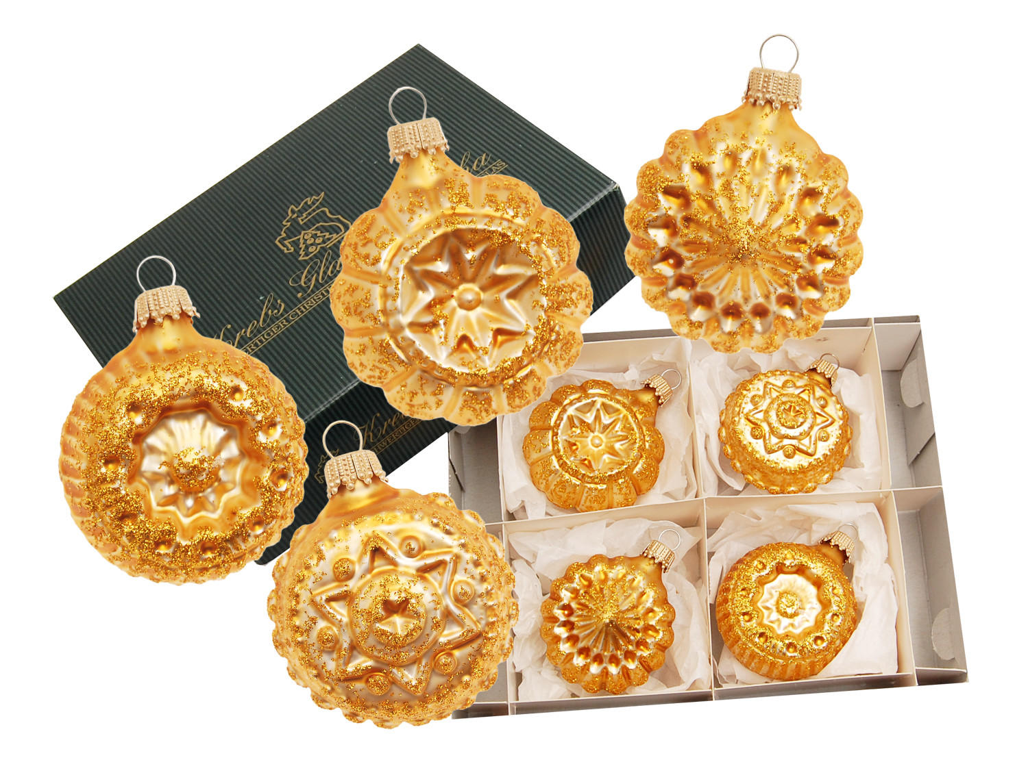 Krebs Glas Lauscha Christbaumschmuck Gold 5x5x5 cm