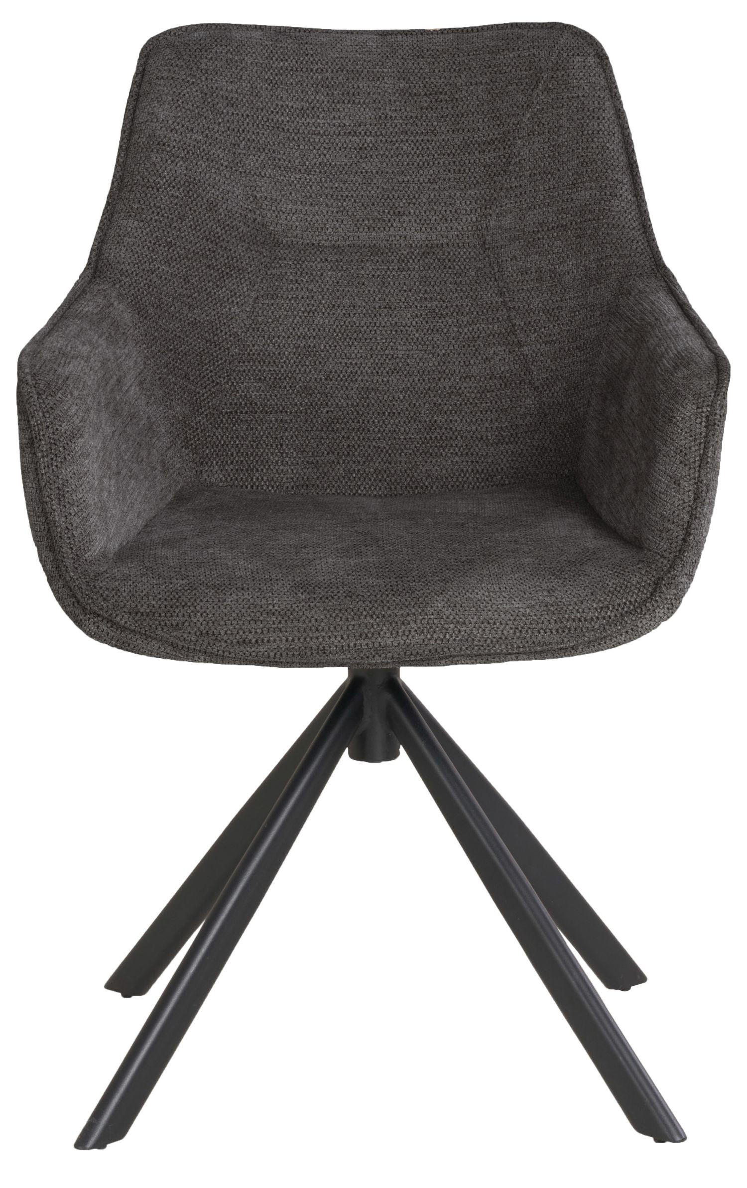 DININGSESSEL San Carlo - 6er Set - drehbar - dunkelgrau - Dunkelgrau/Hellgrau, Textil/Metall (57/87/68cm) - bene living