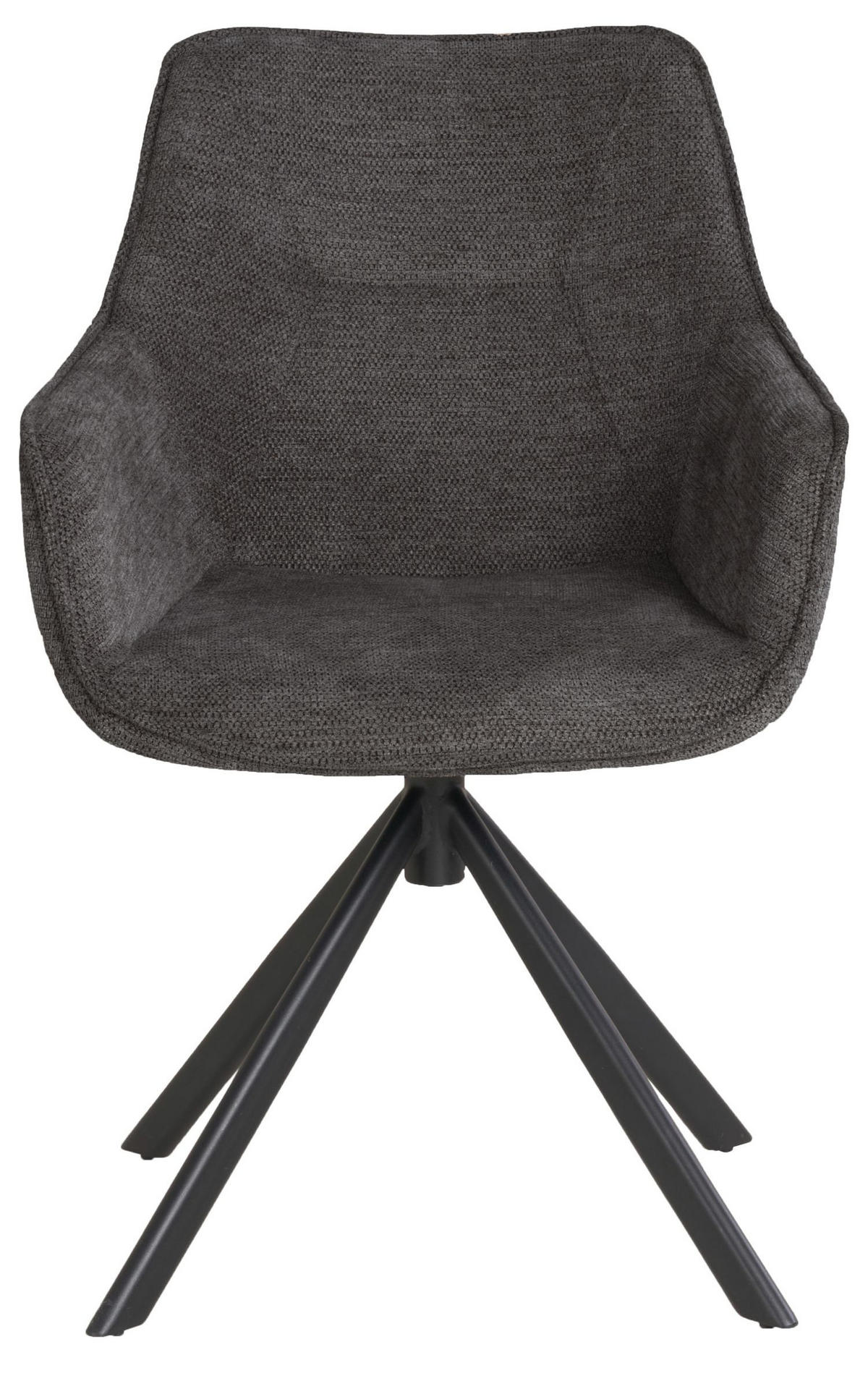 DININGSESSEL San Carlo - 4er Set - drehbar - dunkelgrau - Dunkelgrau/Hellgrau, Textil/Metall (57/87/68cm) - bene living