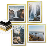 WANDBILDER 4er Set - 50x50 cm & 40x60 cm Goldrahmen - Wasserfälle, Berge, Landschaften, Natur - Goldfarben, Kunststoff (50/50cm) - ArtPrintCave