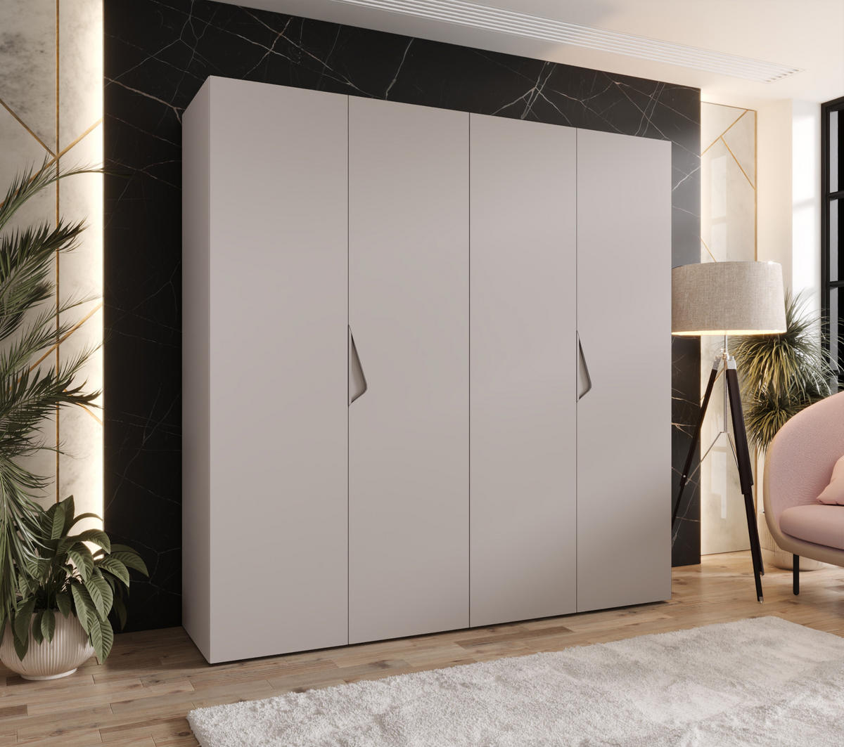 DREHTÜRENSCHRANK 202/200/52 4-türig - Beige, Holz/Metall (200/202/52cm) - Abiks Möbel