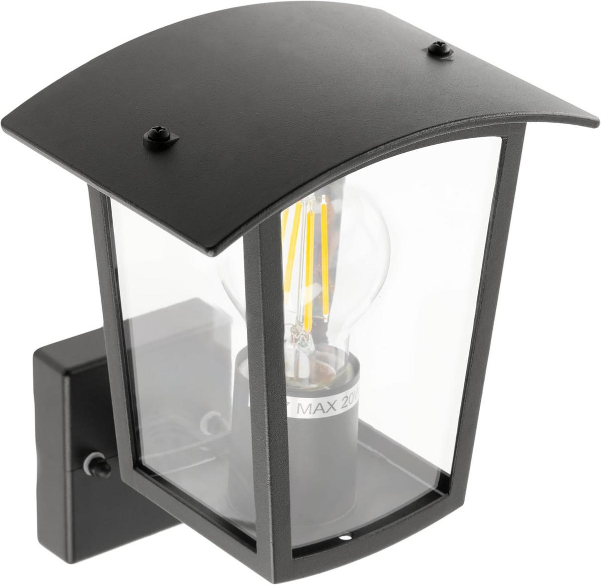 AUSSENWANDLEUCHTEE Schwarz E27 Klar Diffusor IP44 Auf - Schwarz, Metall (17/22/17cm) - CGC Europe