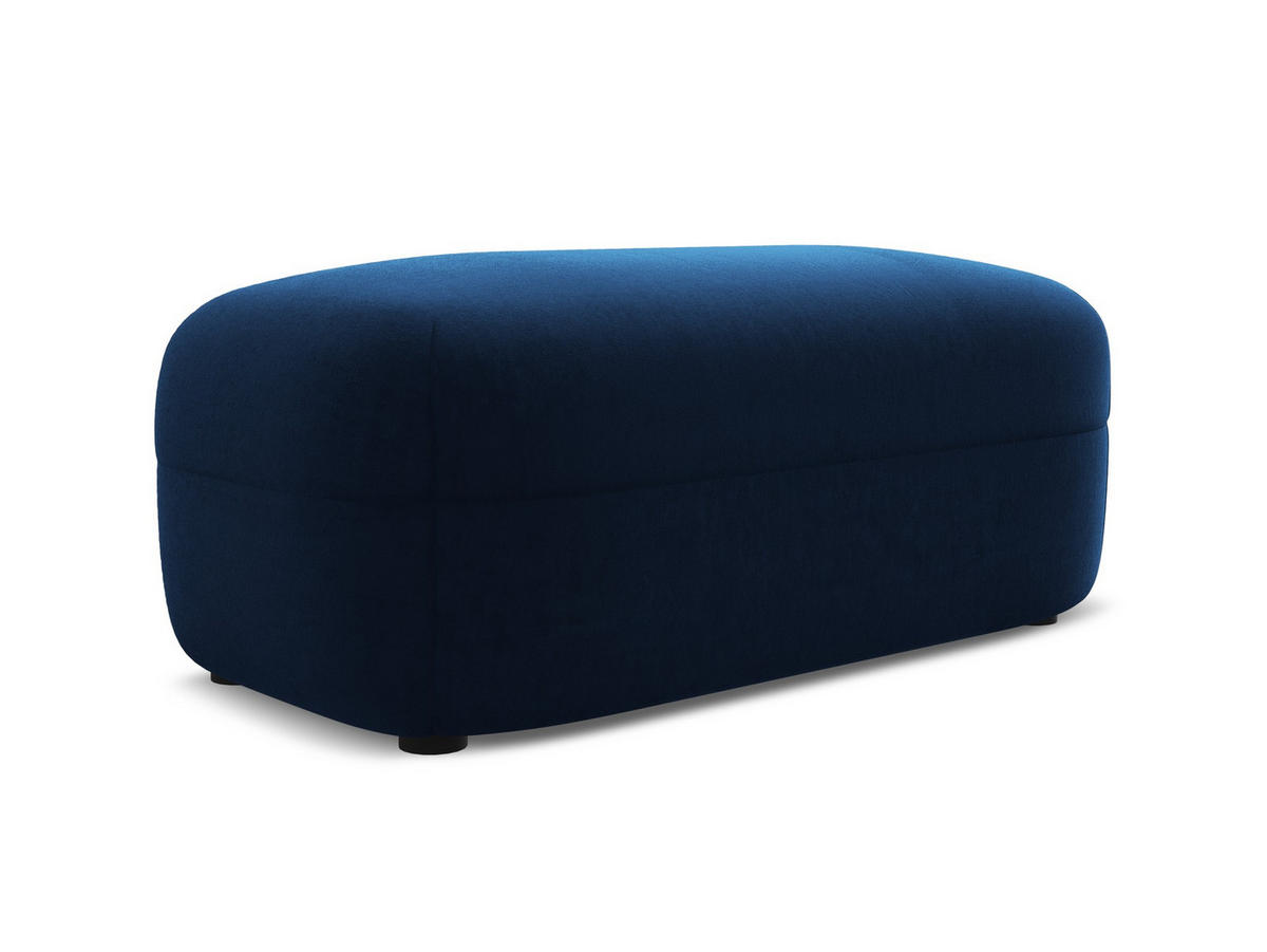 POUF Samt Stoff Blau - Blau/Schwarz, Kunststoff/Textil (92/40/48cm) - Makamii