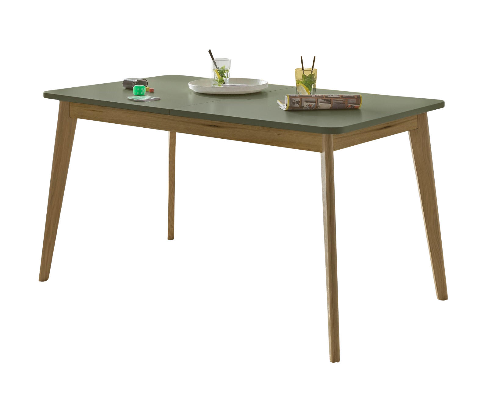ESSTISCH Salbei, Eiche Evoke, skandinavisch 140 - 180 cm, Küchentisch ausziehbar - Eichefarben/Salbeigrün, Holz/Holzwerkstoff (180/80/75cm) - Furn.Design