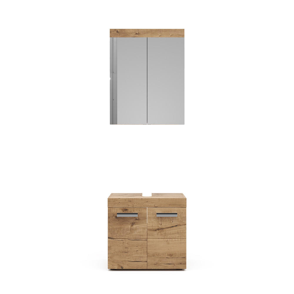 BADMÖBEL-SET Luna Eiche Wotan 2 Teile - Eiche Wotan, Holzwerkstoff (60/56/34cm) - Vicco