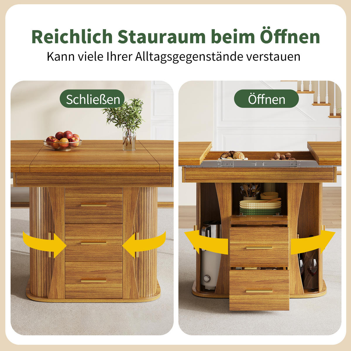 ESSTISCH 118-158/118/77 cm in Walnut aus MDF, ausziehbar mit Stauraum - Braun, Holzwerkstoff (118/118/77cm) - Flora Grace
