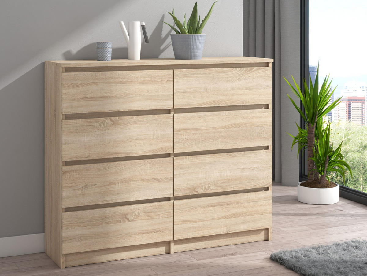 KOMMODE bella8 120 sonoma - Sonoma Eiche, Holzwerkstoff (119/98/35cm) - roe furniture