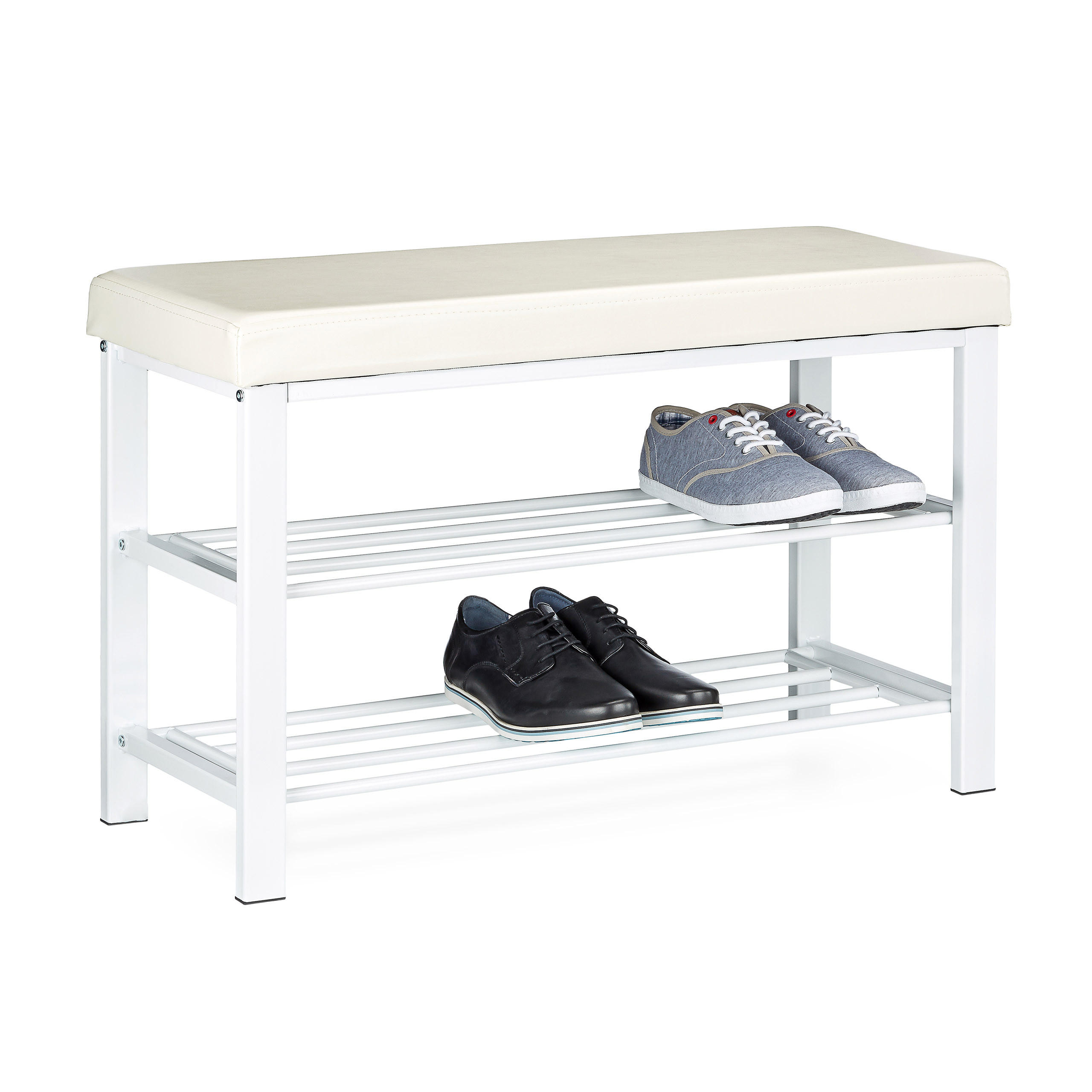 SCHUHBANK - Weiß, Holzwerkstoff/Kunststoff (81/49/31cm) - Relaxdays