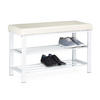 SCHUHBANK - Weiß, Holzwerkstoff/Kunststoff (81/49/31cm) - Relaxdays