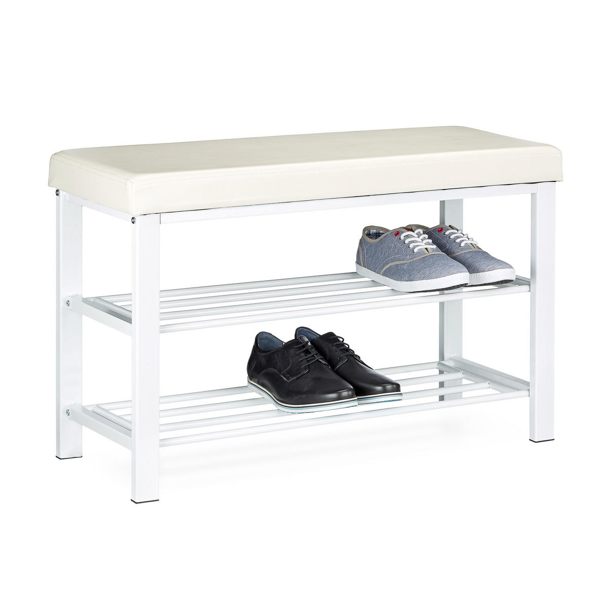 SCHUHBANK - Weiß, Holzwerkstoff/Kunststoff (81/49/31cm) - Relaxdays