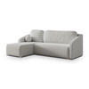 ECKSOFA MARELLO Hellgrau Boucle-Stoff mit Schlaffunktion - Hellgrau, Holz (220/143cm) - MASSENO
