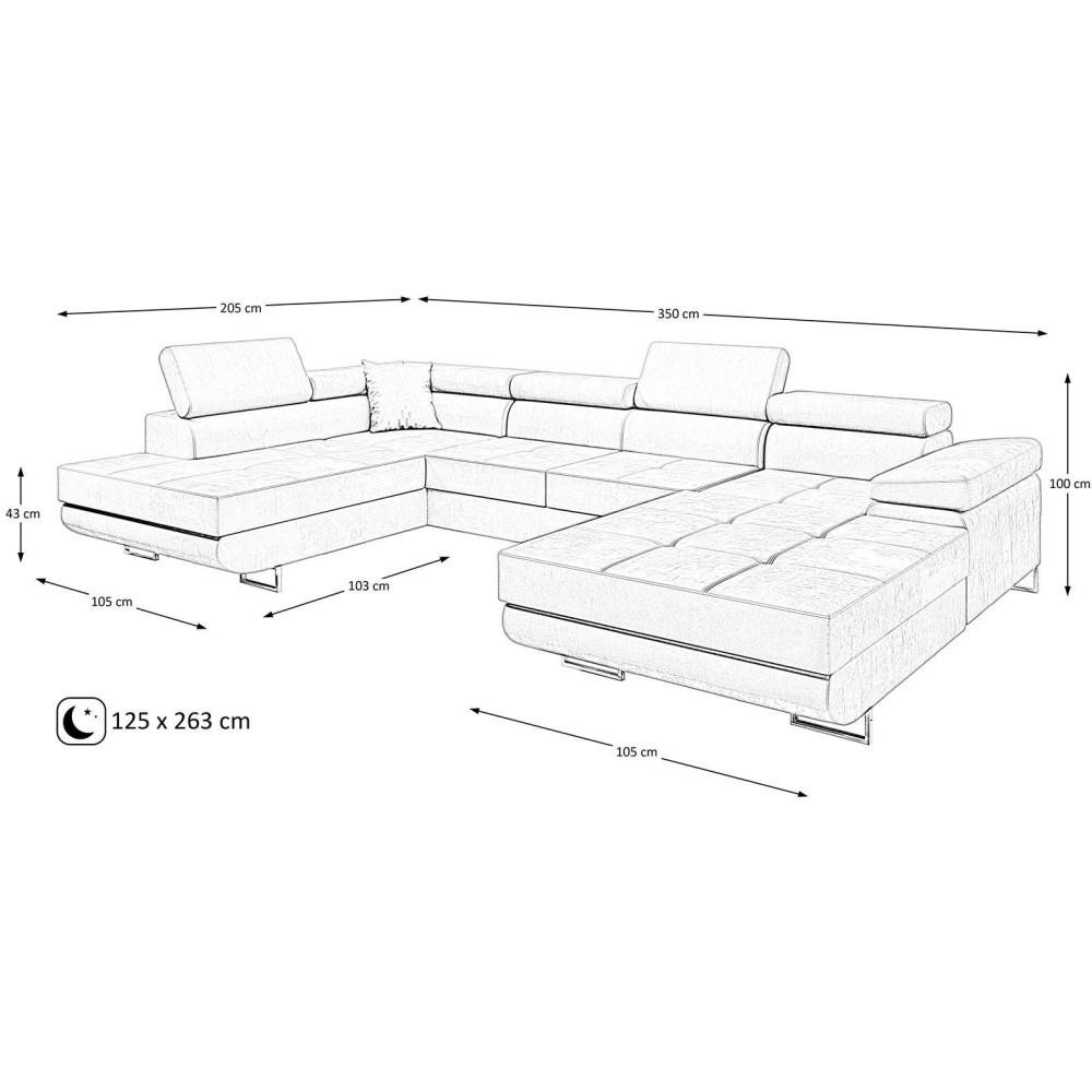 Thumbnail - Beautysofa Wohnlandschaft, Dunkelgrün, Textil, 350x90x205 cm, Wohnzimmer, Sofas & Couches, Wohnlandschaften, Wohnlandsch...