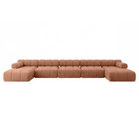 WOHNLANDSCHAFT modulares Sofa Tesso-U3 - 475x160x70 cm Apricot Velours - Koralle, Holzwerkstoff/Textil (475/70/160cm) - ALTDECOR