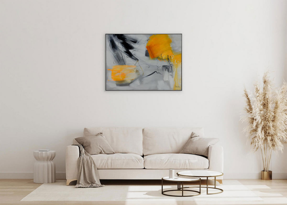 ACRYLBILD HANDGEMALT 103/78 cm - Orange/Grau, Textil (102.5/77.5cm) - KUNSTLOFT