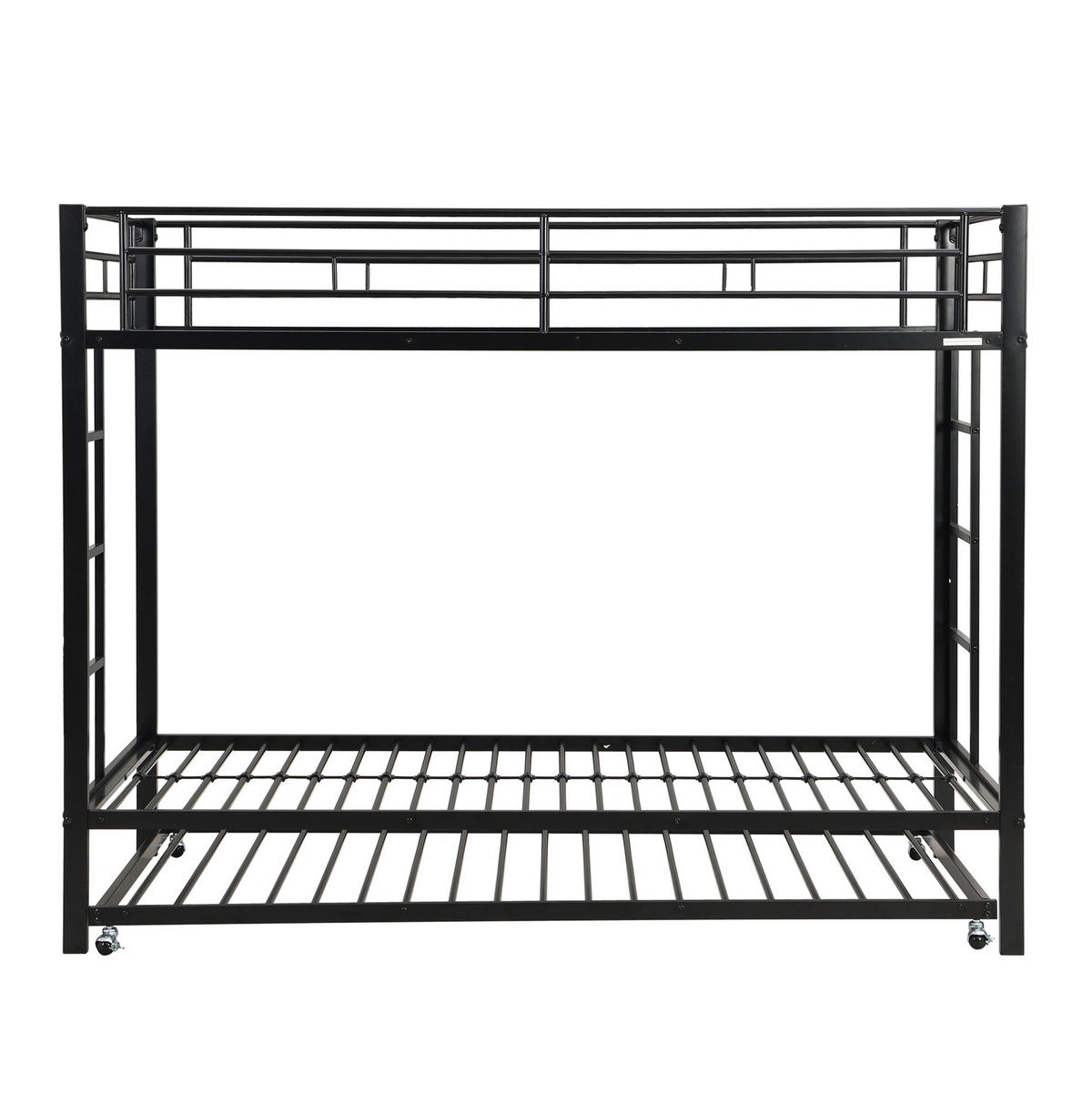 ETAGENBETT 90/200 cm schwarz aus Metall mit Ausziehbett - Schwarz, Metall (90/200cm) - OKWISH