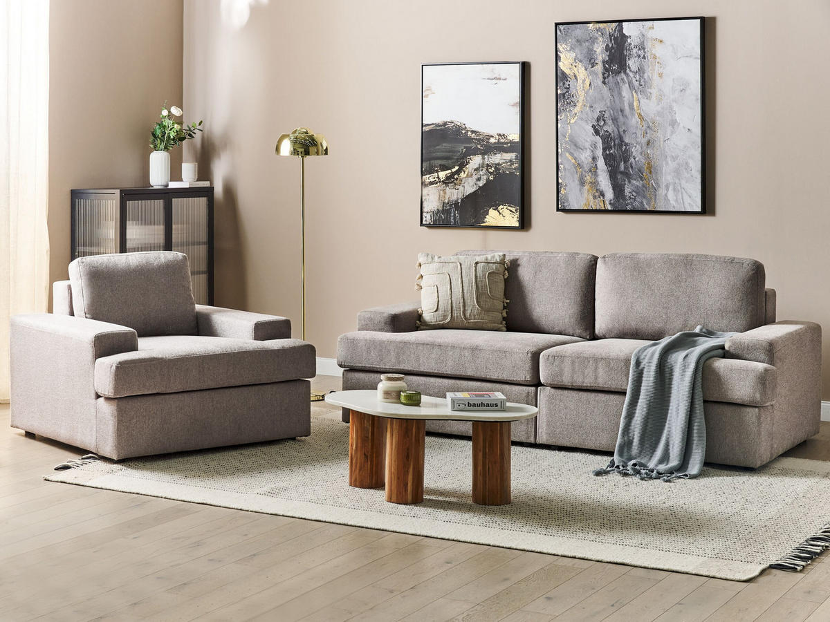 SOFA-SET 4-sitzer Staupe Alla - Braun, Textil (112/112/208cm) - Beliani