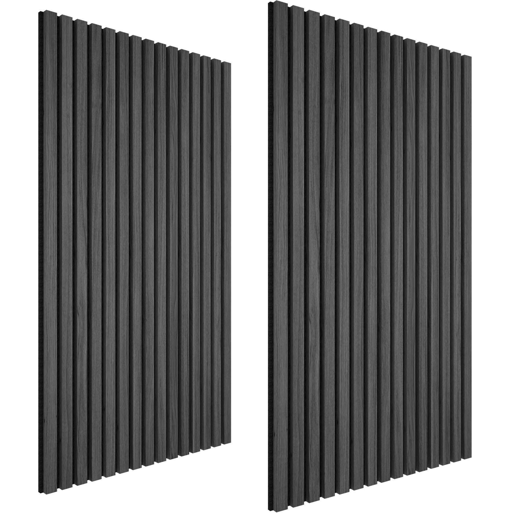 AKUSTIKPANEELE 2er Set Sonic Wall II, schallabsorbierender Filz, Größe flexibel anpassbar, Eiche schwarz - Schwarz, Holz (50/1.8/110cm) - tectake