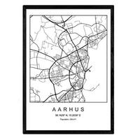 POSTER Aarhus Stadtkarte – Nordisch A4 Rahmenlos - Klar, Papier (29.7/5/21cm) - Nacnic
