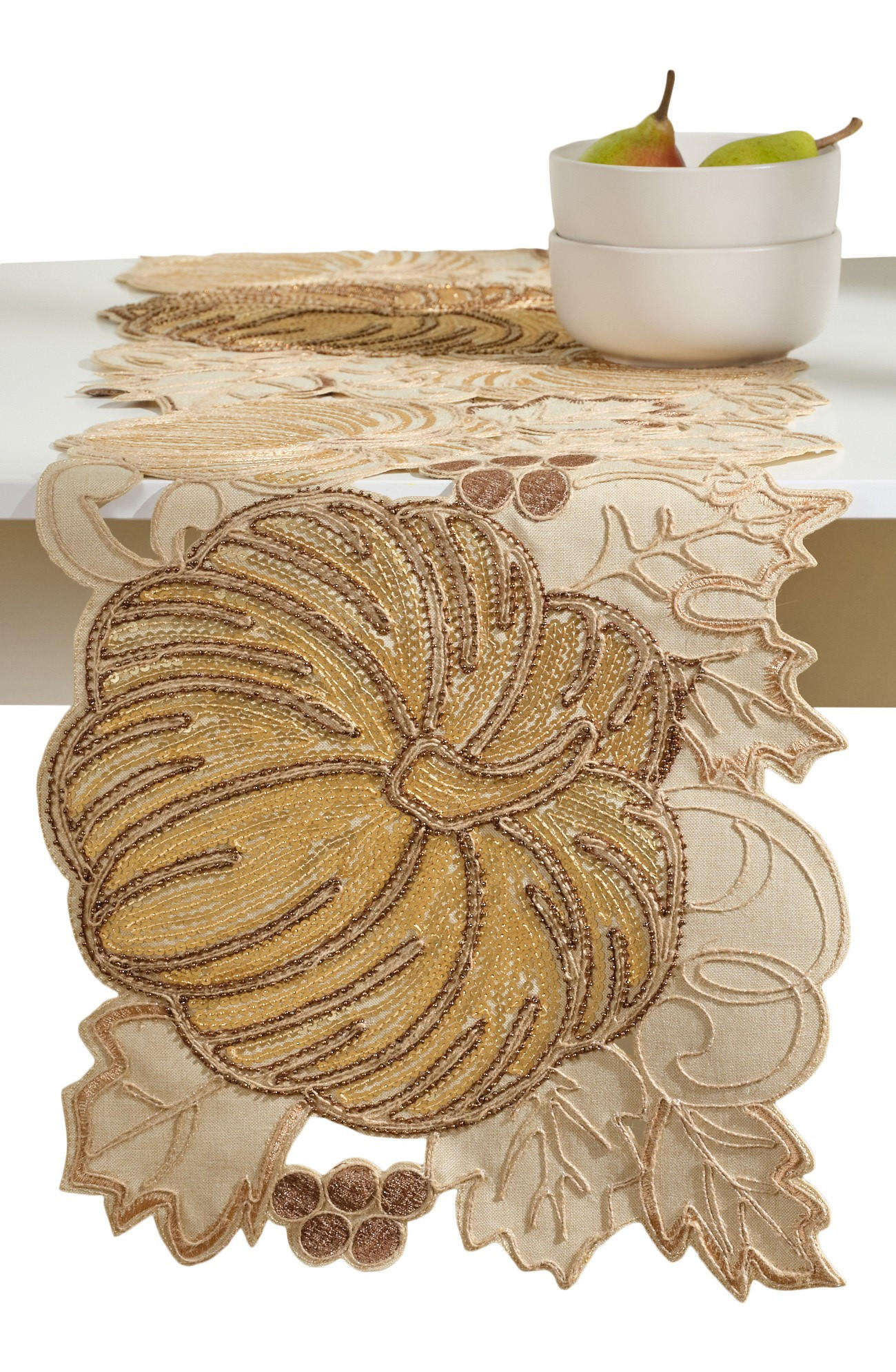 TISCHLÄUFER Pumpkino - Goldfarben, Textil (180/35/1cm) - home&you
