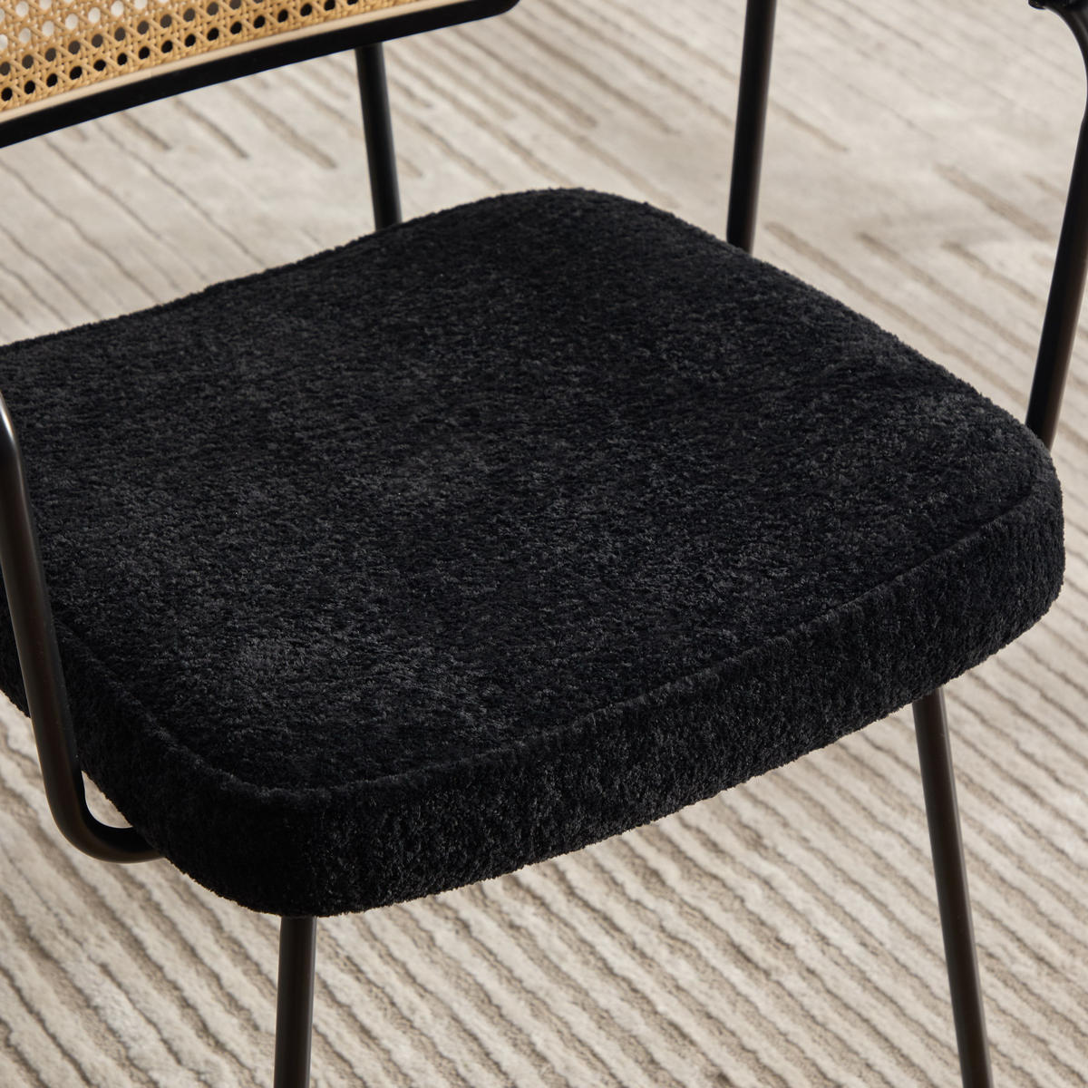ARMLEHNENSTUHL 2er Set Esszimmerstuhl,Chenille,Schwarz - Schwarz, Textil (62.5/82/58cm) - LVHOM