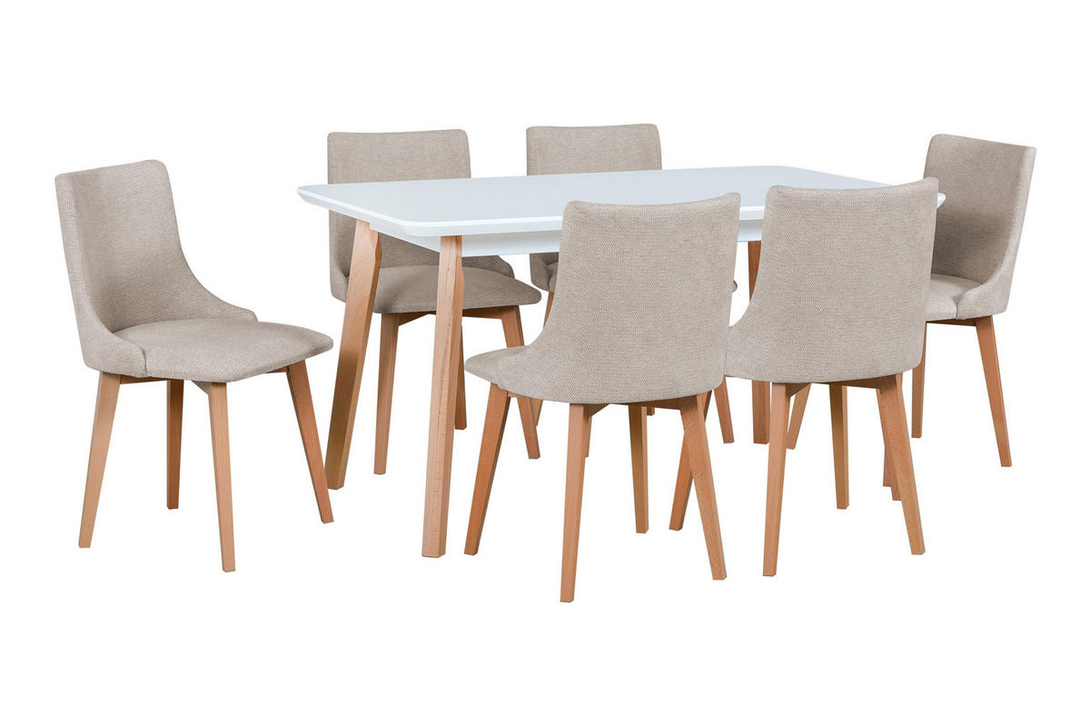 ESSZIMMERSTUHL 4x "MONTI 5", natür buche,aragon 03 - Buchefarben/Creme, Holz (43/87/40cm) - Leaf Design