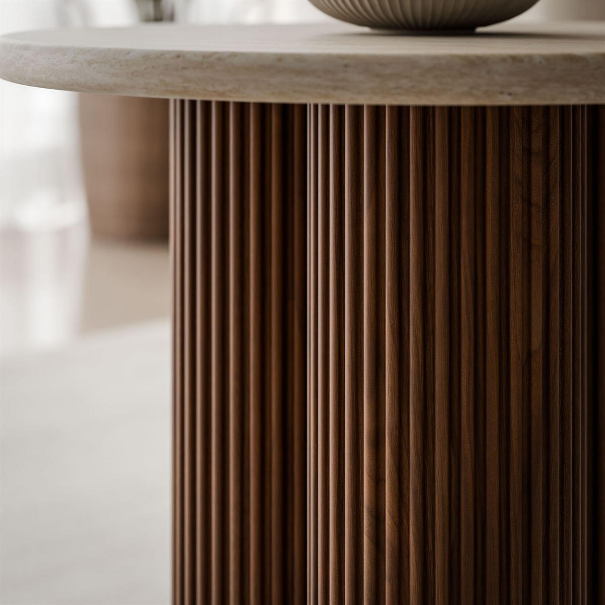 COUCHTISCH CANYON S mit gerilltem Sockel - Nussbaumfarben, Holzwerkstoff (50/50/56cm) - Lookway