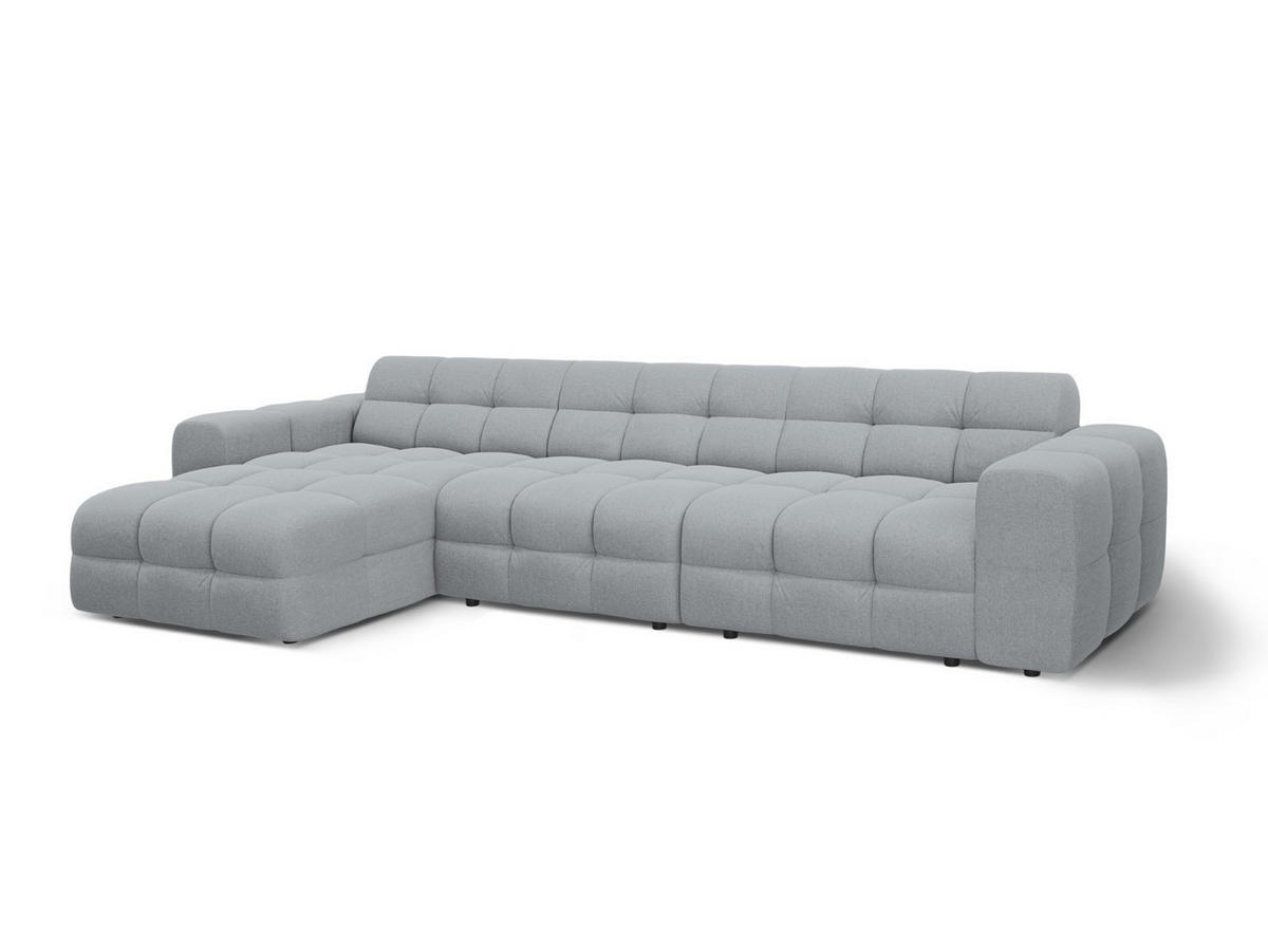 ECKSOFA links Kendal aus strukturiertem Stoff platin 5 Sitzplätze - Platinfarben, Textil (173/357cm) - Micadoni