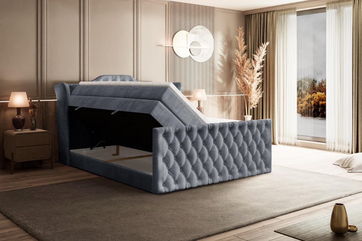 BOXSPRINGBETT VILA-Z KING - 180x200 - H3/H4 - Grau - Grau, Holzwerkstoff (180/200cm) - ALTDECOR