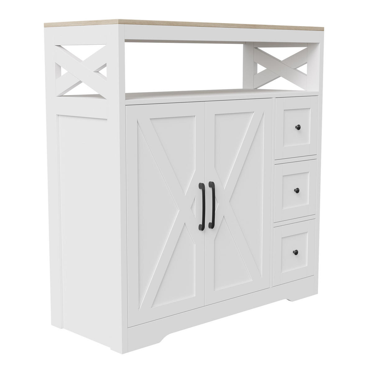 SIDEBOARD Modern mit 2 Türen & 3 Schubladen 100/40/105 cm Weiß/Eiche - Weiß, Holzwerkstoff (100/105/40cm) - Creahappy
