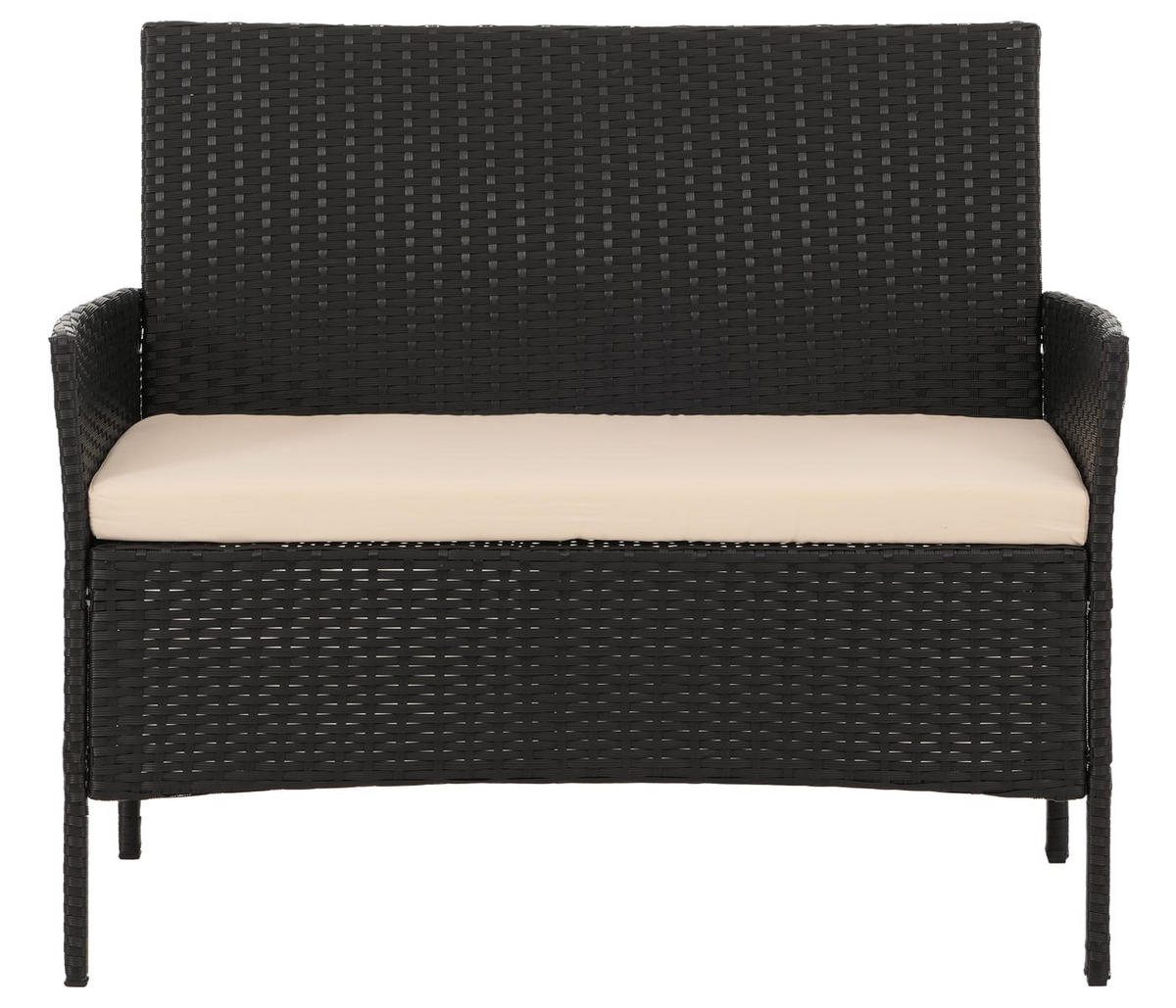 GARTEN-GARNITUR Poly-Rattan Anthrazit - Anthrazit, Metall - PROREGAL