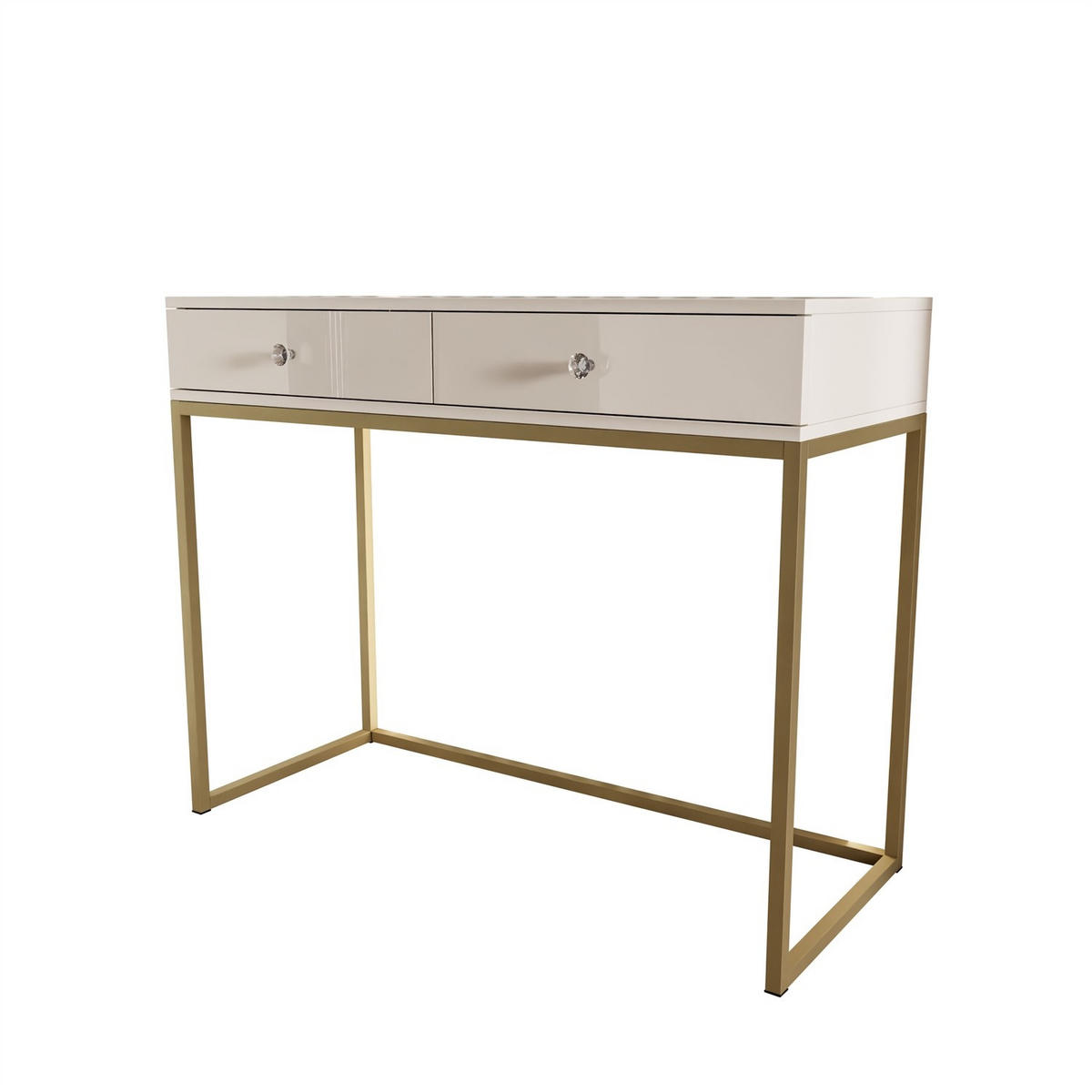 KONSOLE Glamour auf goldenem Gestell mit Kristallgriff - Kaschmir/Goldfarben, Holzwerkstoff (100/81/42cm) - Lookway