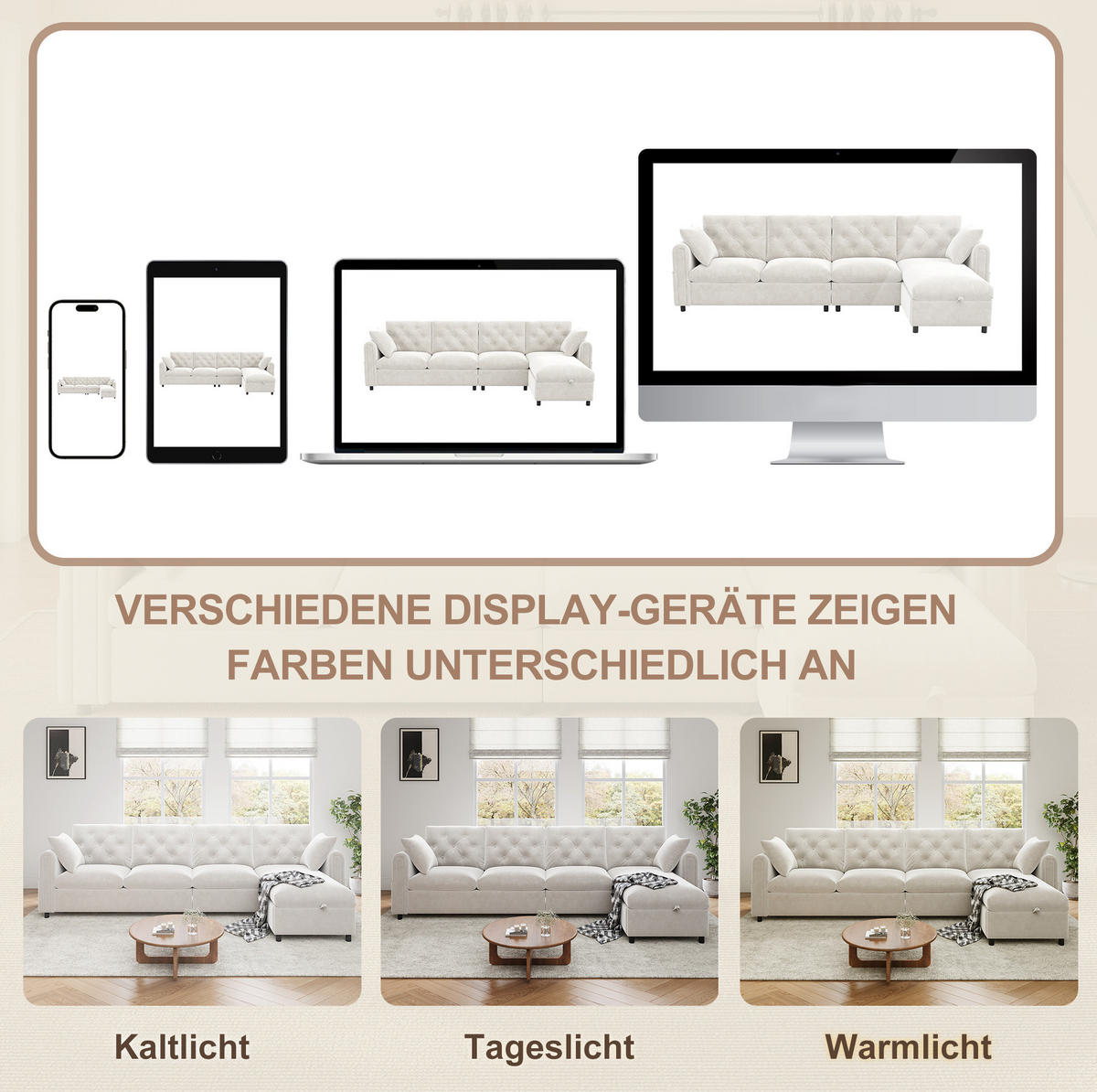 ECKSOFA 281/132/86 cm Beige aus Samt mit Bettfunktion und Stauraum - Beige, Textil (132/281cm) - OKWISH